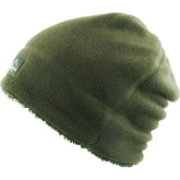 Fleece Fur Lined Sherpa Skull Cap Olive Green Knit Winter Hat Beanie
